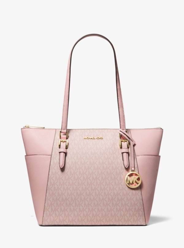 Damske Prenosná Taška Michael Kors Charlotte Large Logo and Leather Top-Zip Ruzove - Kabelky Michael Kors Levně | WXRFP-0142